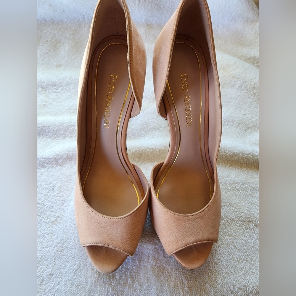 Enzo Angiolini Women's Slingback Light Pink Peep Toe Pumps, Size 6 1/2, Used - Picture 7 of 9